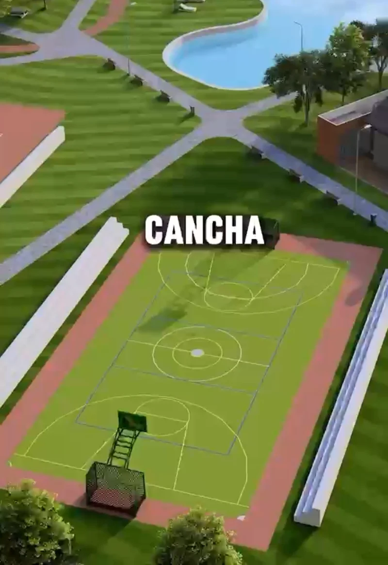 Proyección de área de piscina y cancha deportiva de Praderas Costa Azul